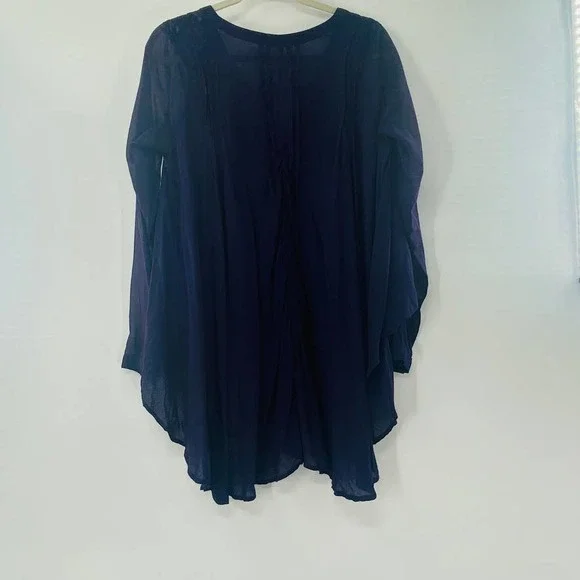 Free People Sisters of the Moon Pleated Button Front High Low Purple Top Size XS - Picture 3 of 13